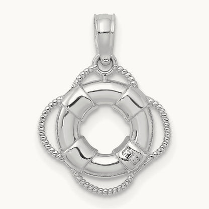 3D Gold Lifesaver Pendant, 14K White