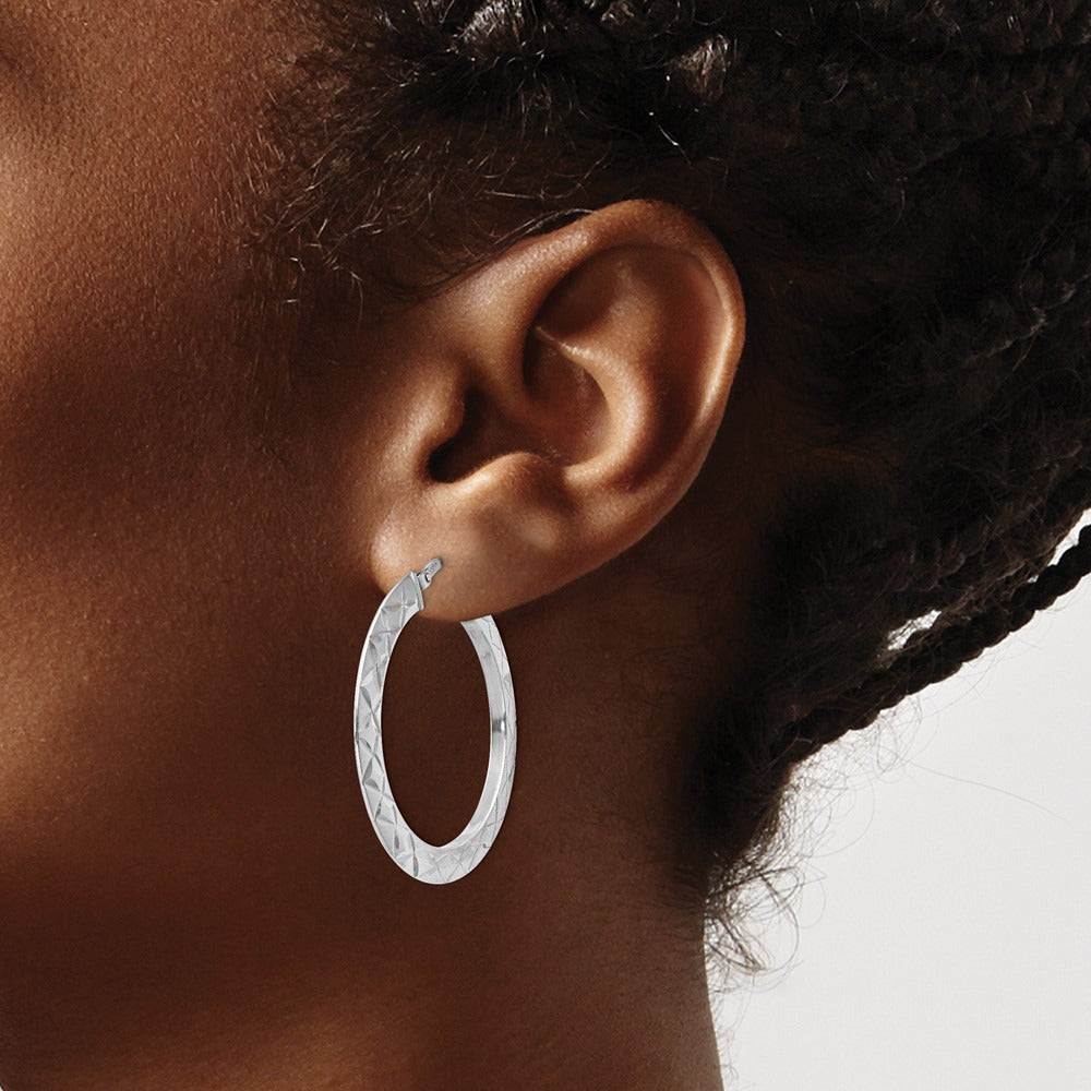 RH- Polished & D/C Hoop Earrings — Leslie's — 34mm