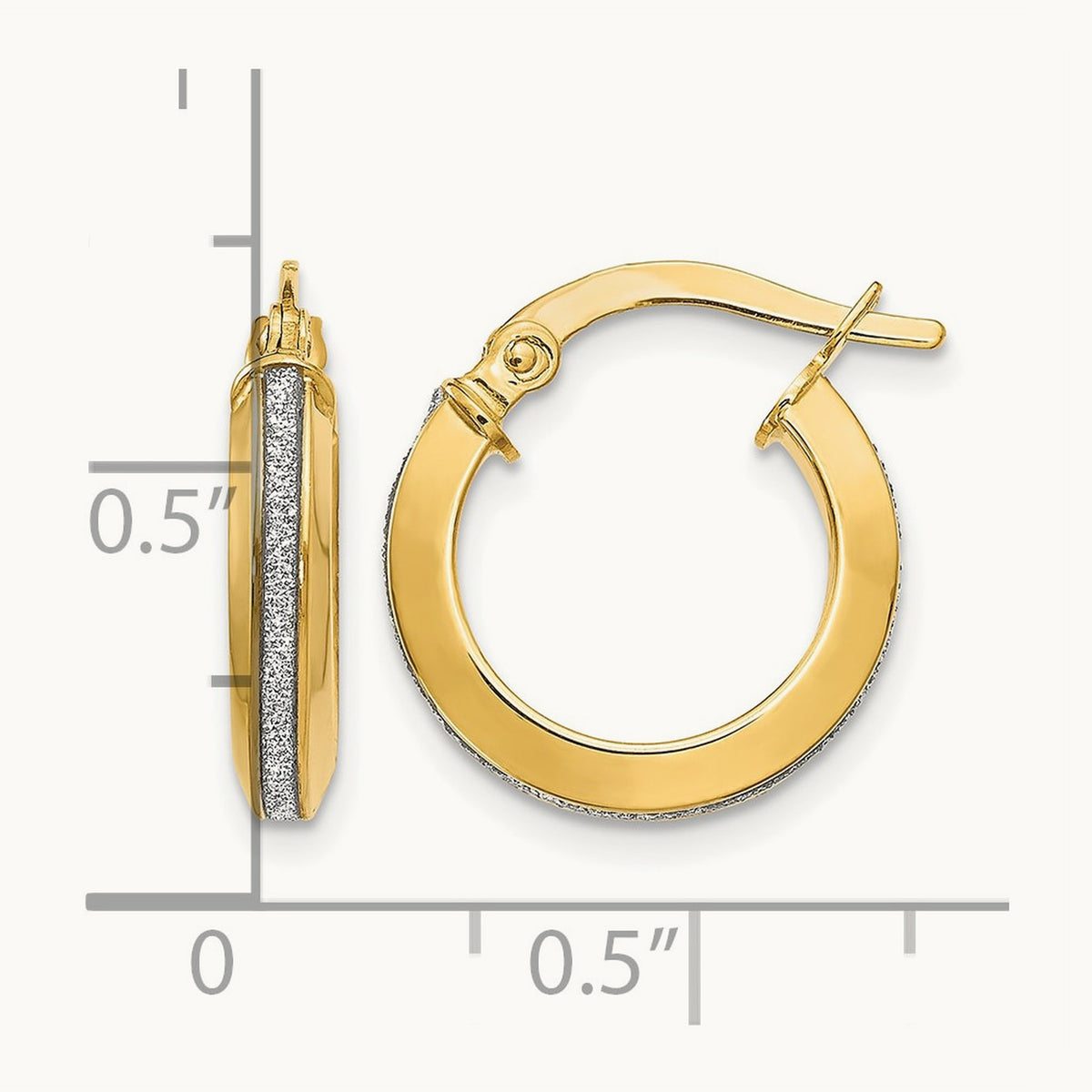 Polished Glimmer Infused Hoop Earrings — 14K Yellow Gold, 14.5mm