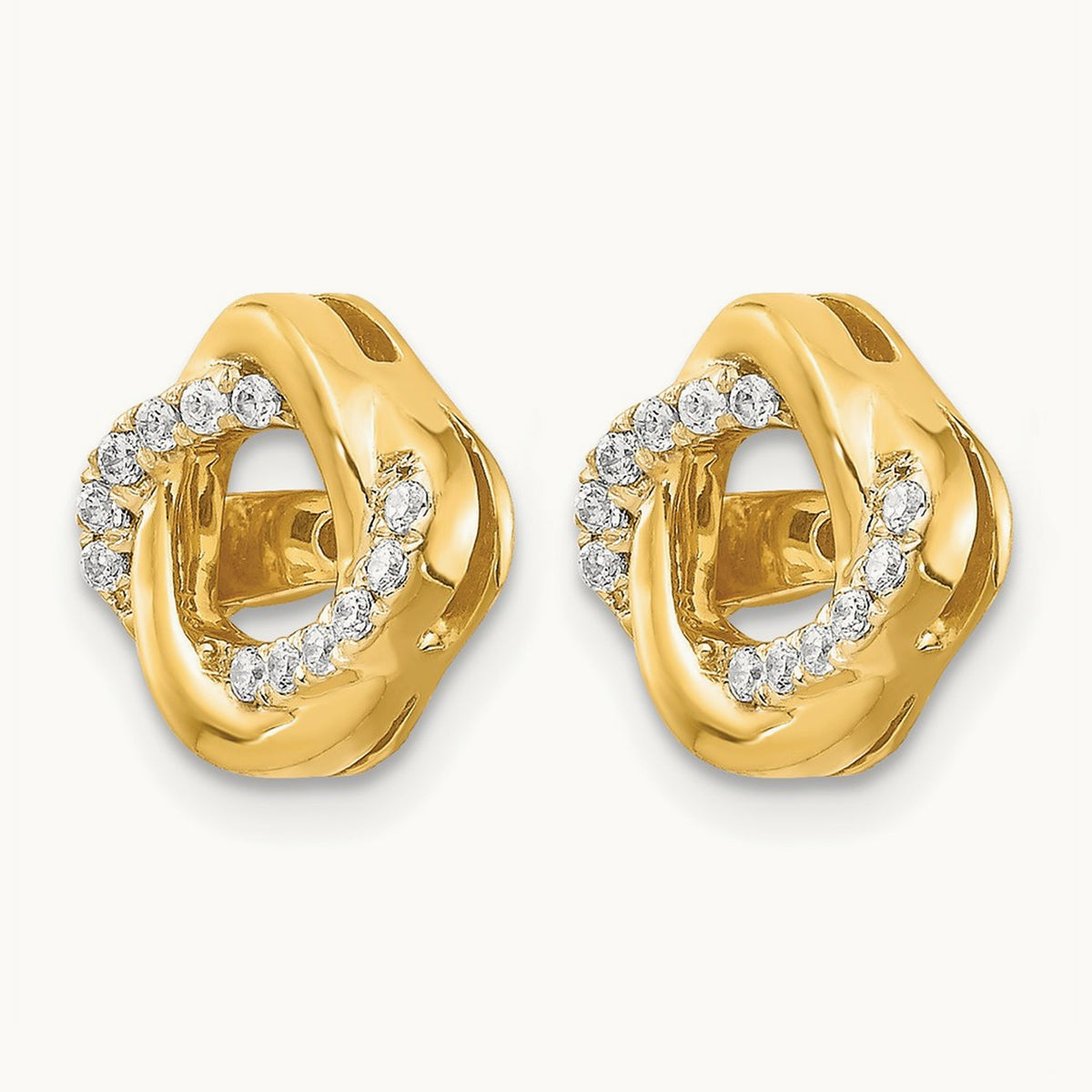 Twisted Diamond Jacket Earrings, 14K Yellow Gold