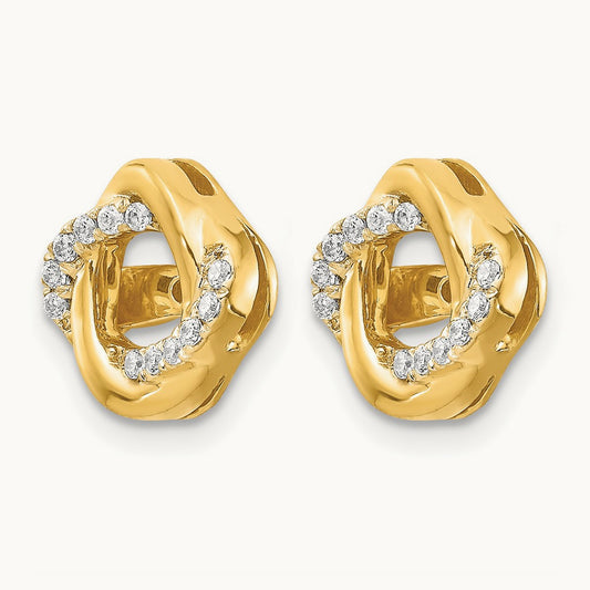 Twisted Diamond Jacket Earrings, 14K Yellow Gold