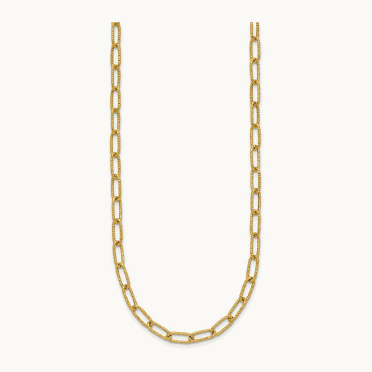 Textured Open Link Necklace, 14K