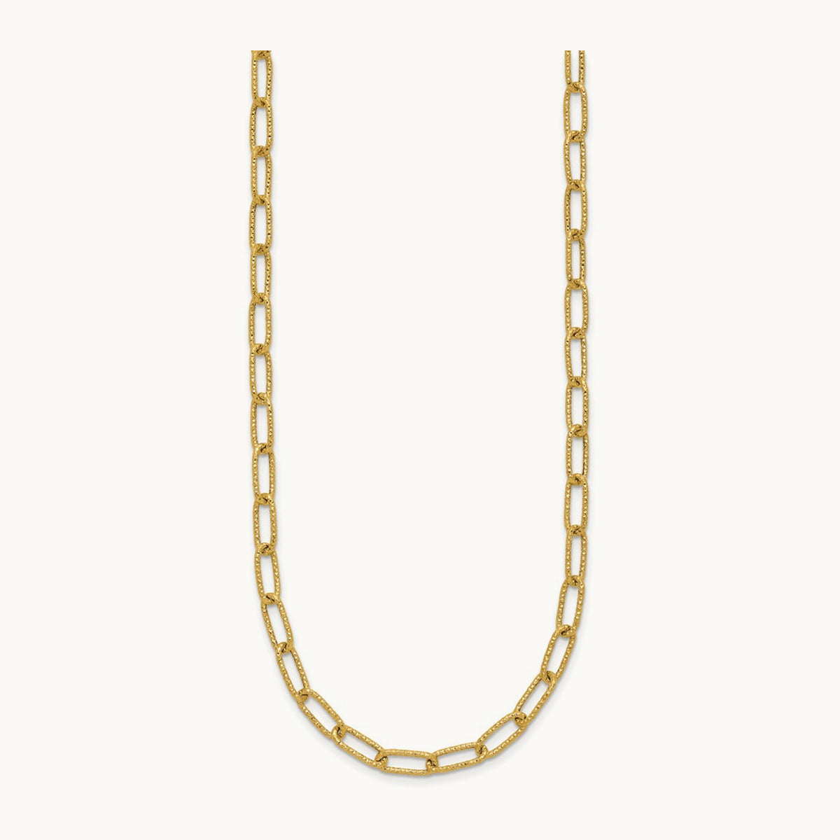 Textured Open Link Necklace, 14K