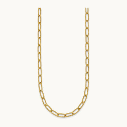 Textured Open Link Necklace, 14K