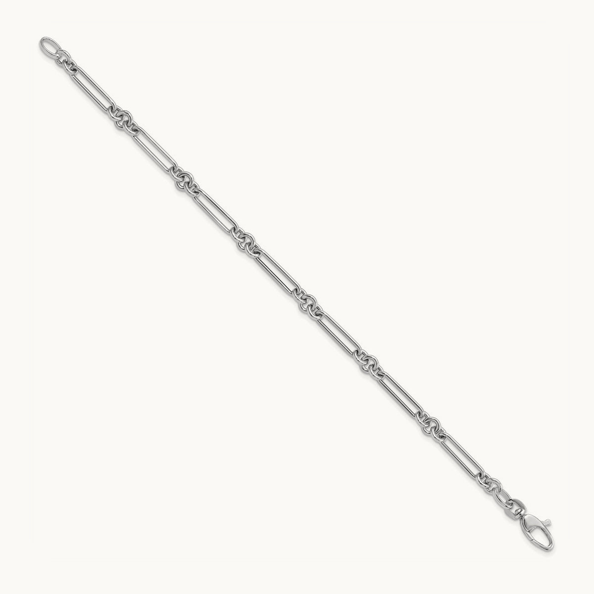 Polished Fancy Link Bracelet, 14K White Gold