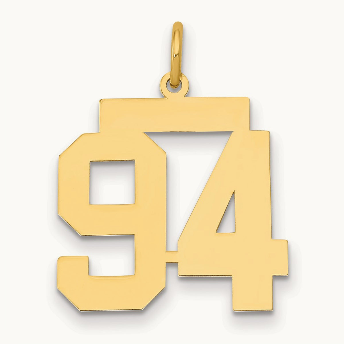 Medium Polished Number 94 Charm, 14K