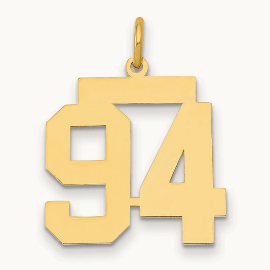Medium Polished Number 94 Charm, 14K