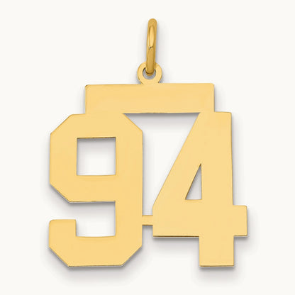 Medium Polished Number 94 Charm, 14K