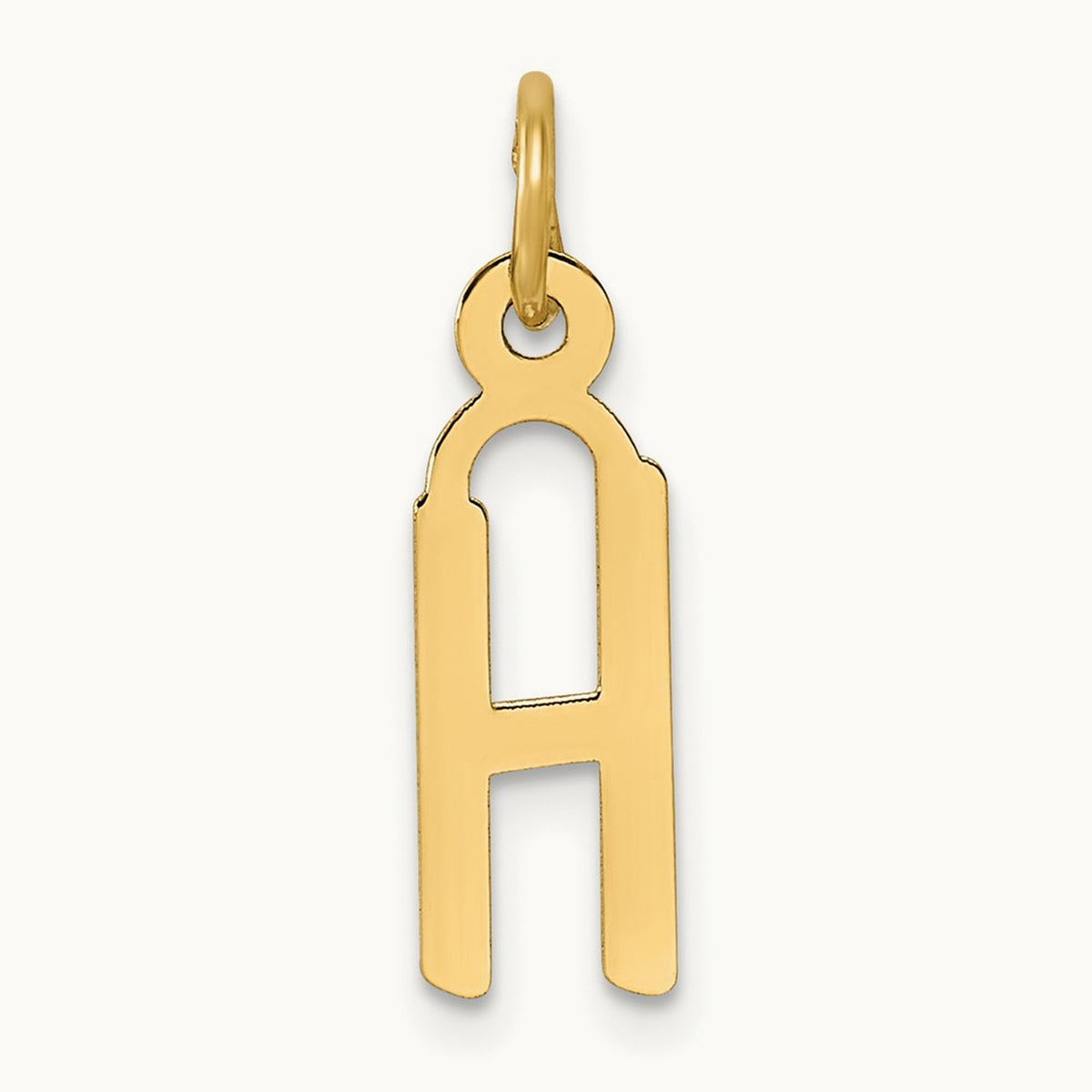 Slanted Block Initial Charm — 14K Yellow Gold, H