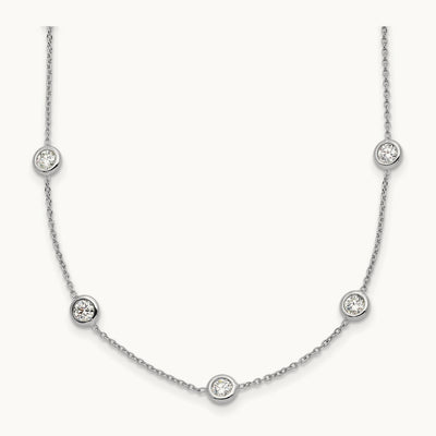 Platinum Polished Bezel Set Station Necklace, 1.50 ct tw Lab-Grown Diamond