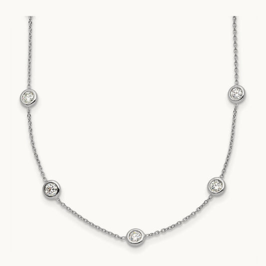 Platinum Polished Bezel Set Station Necklace, 1.50 ct tw Lab-Grown Diamond