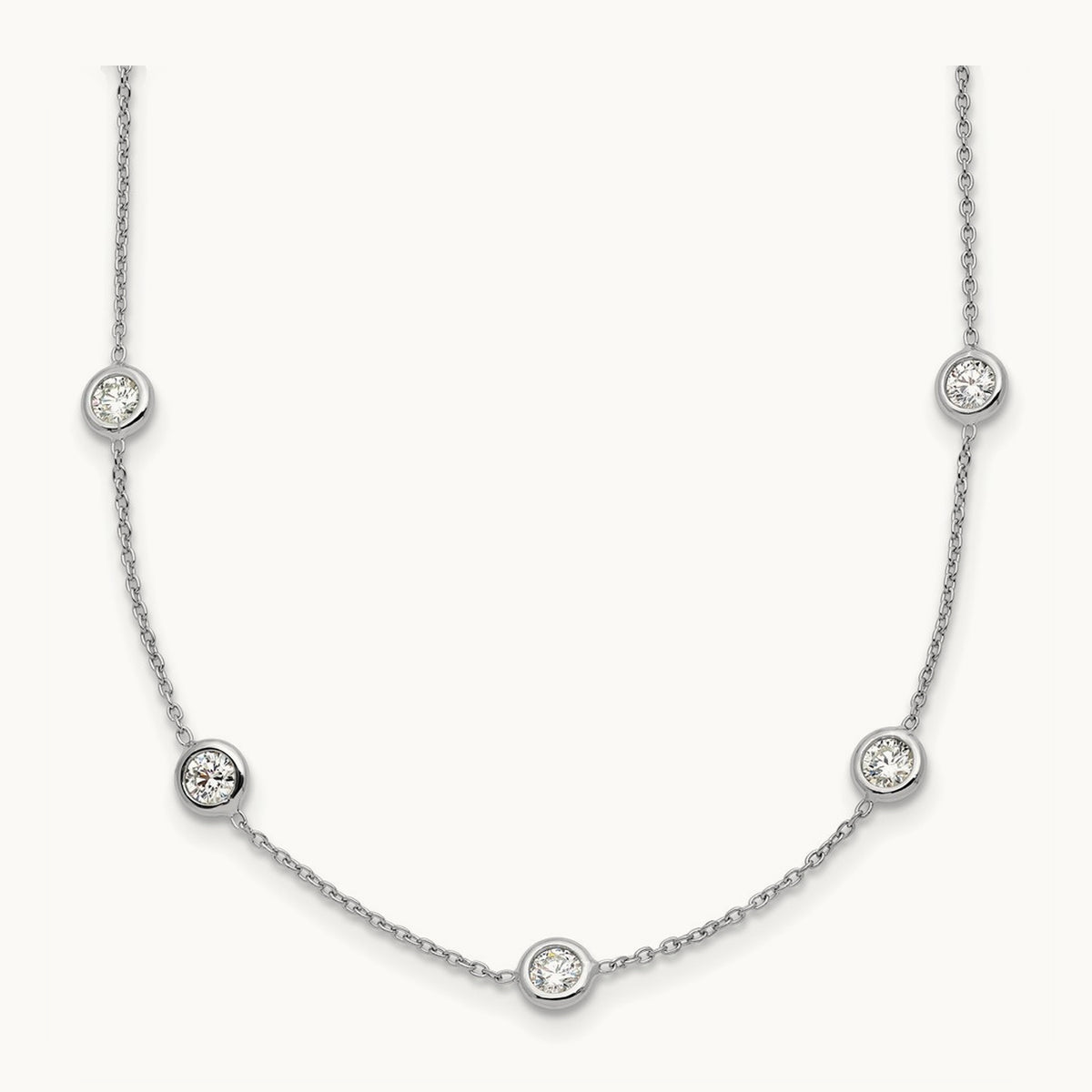 Platinum Polished Bezel Set Station Necklace, 1.50 ct tw Lab-Grown Diamond