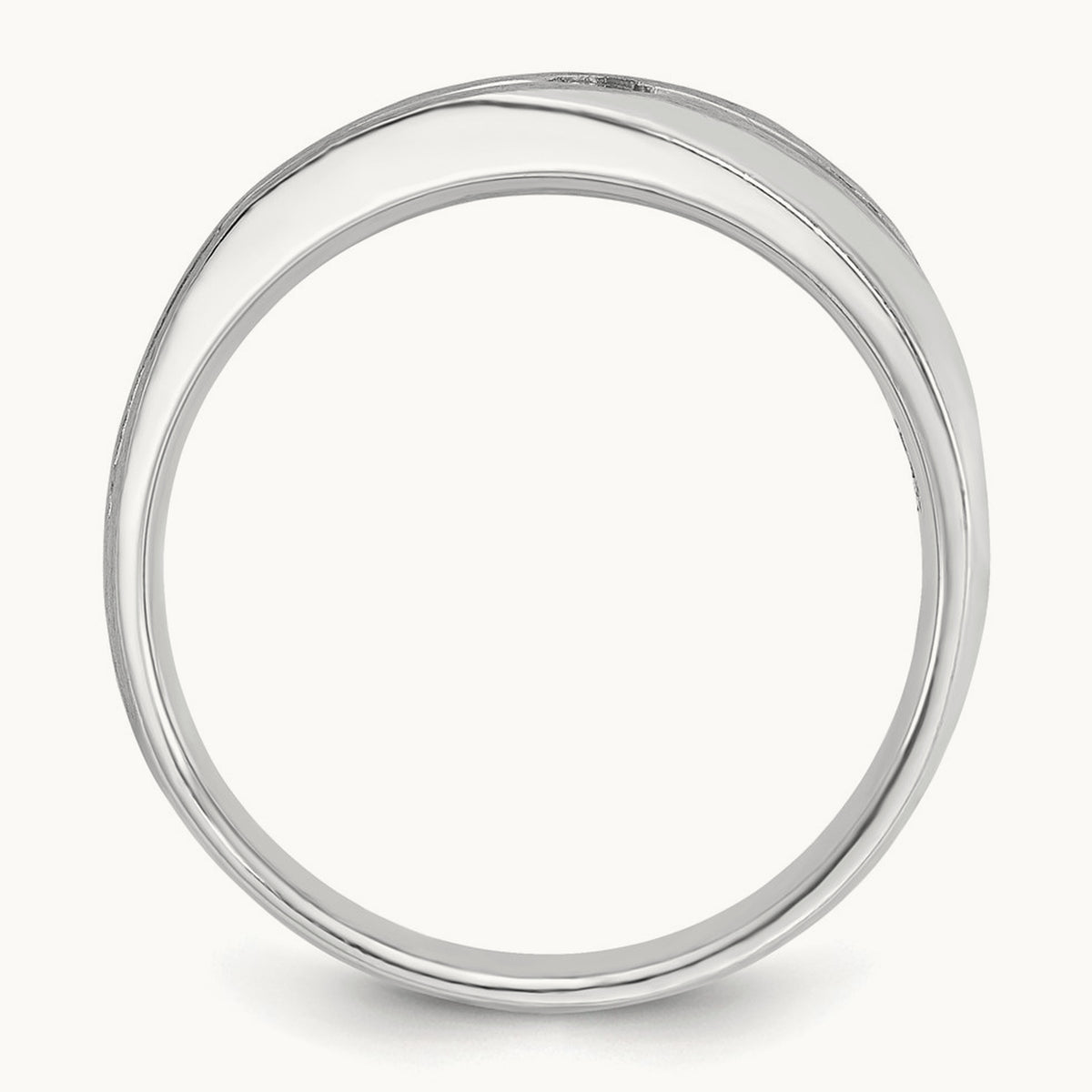 IBGoodman Men's Polished/Satin Diamond Complete Ring, 14K White Gold
