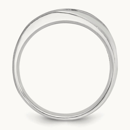 IBGoodman Men's Polished/Satin Diamond Complete Ring, 14K White Gold