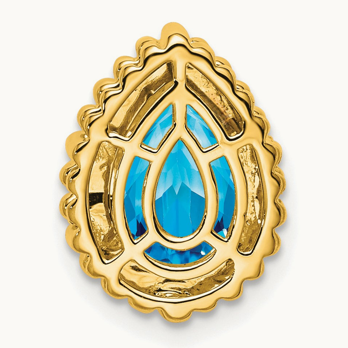 Pear Blue Topaz Chain Slide — 14K Yellow Gold