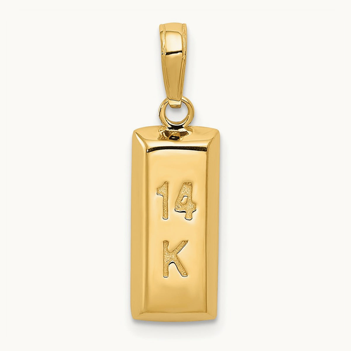 3D Gold Bar Pendant, 14K