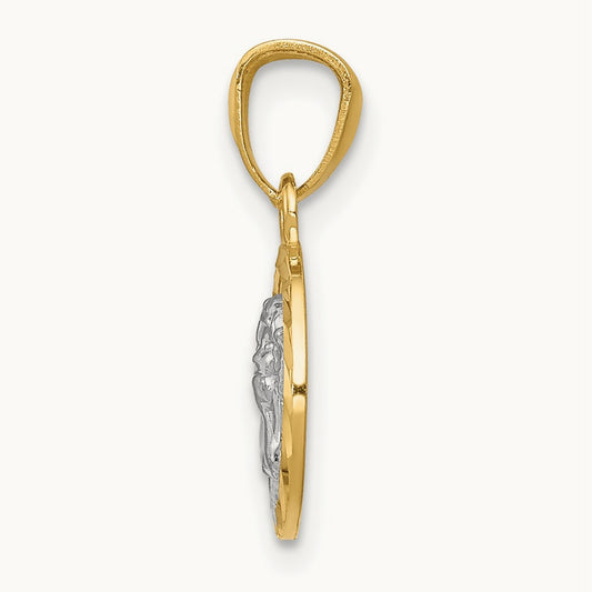 w/Rhodium Cherub Pendant, 14K