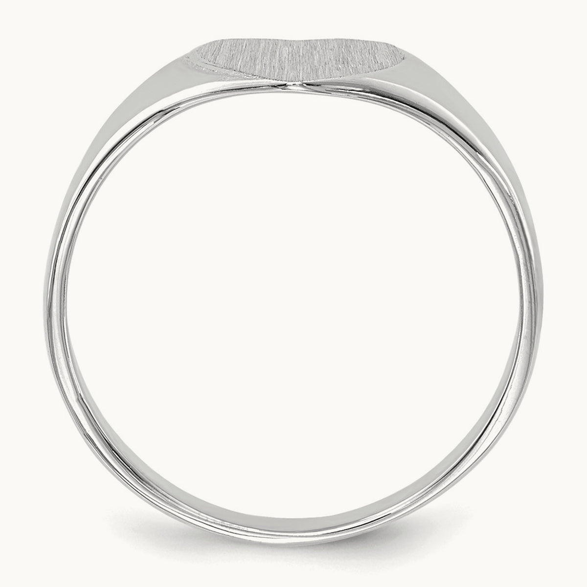 Closed Back Heart Signet Ring — 14K White Gold, 8.5x9.0mm, 5