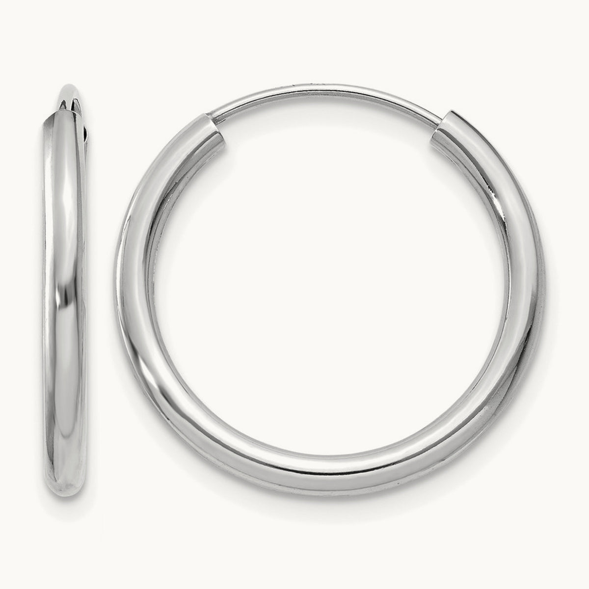 Polished Endless Hoop Earrings — 14K White Gold