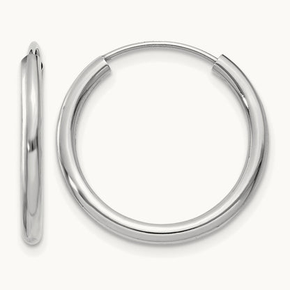 Polished Endless Hoop Earrings — 14K White Gold