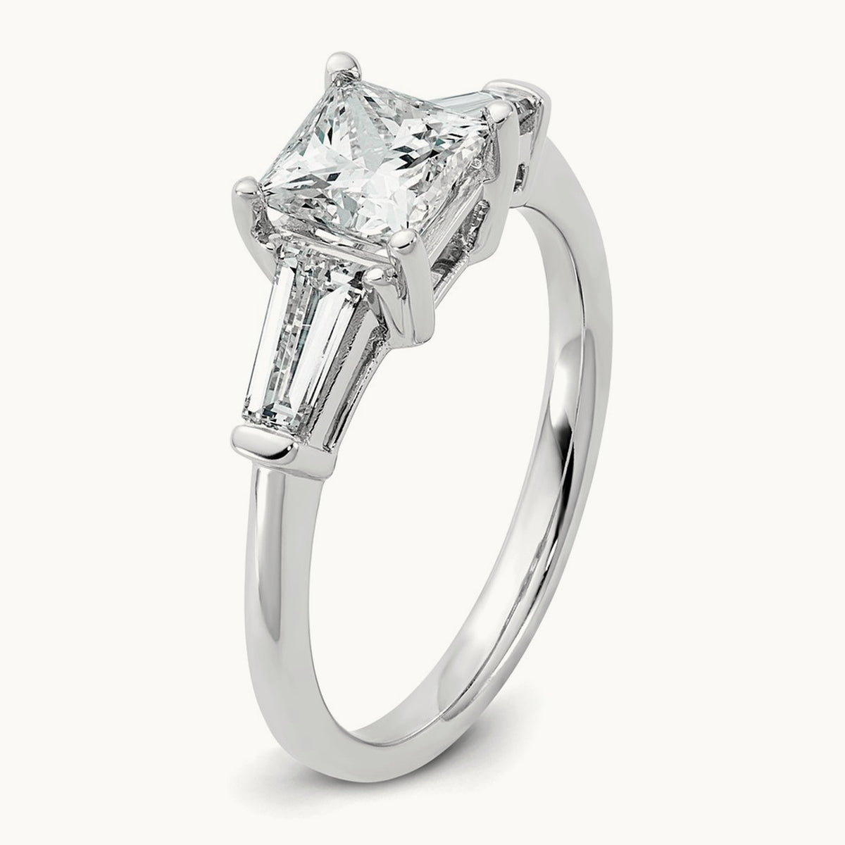 Princess & Baguette Engagement Ring, 1.50-3.75 ct tw Lab-Grown Diamond — 1 1/2 ct, 14K White Gold
