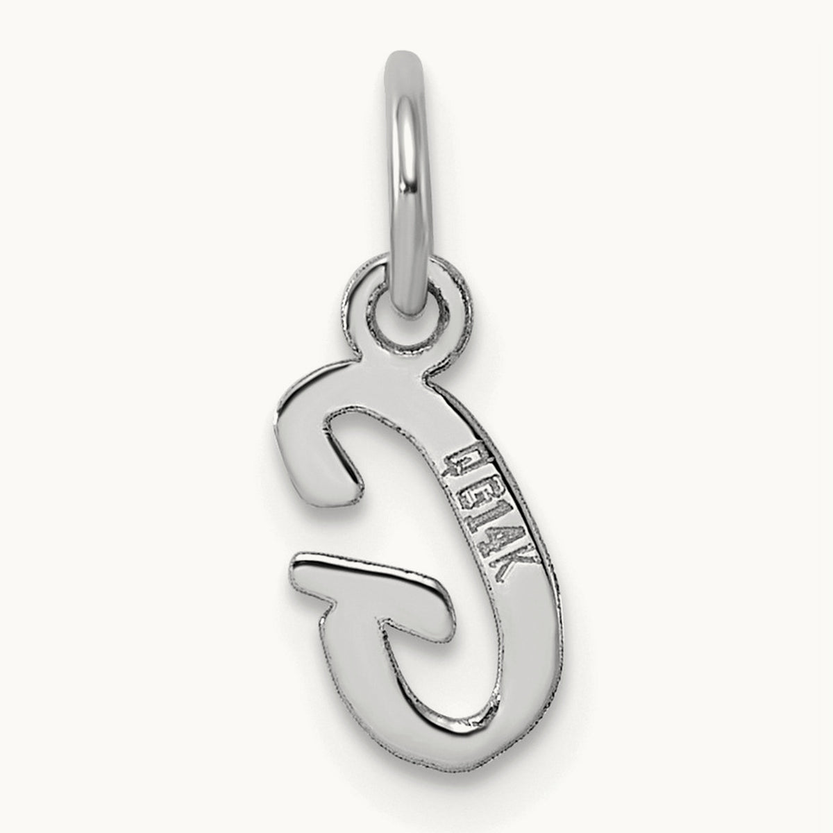 Small Script Letter G Initial Charm, 14K White Gold