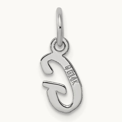 Small Script Letter G Initial Charm, 14K White Gold