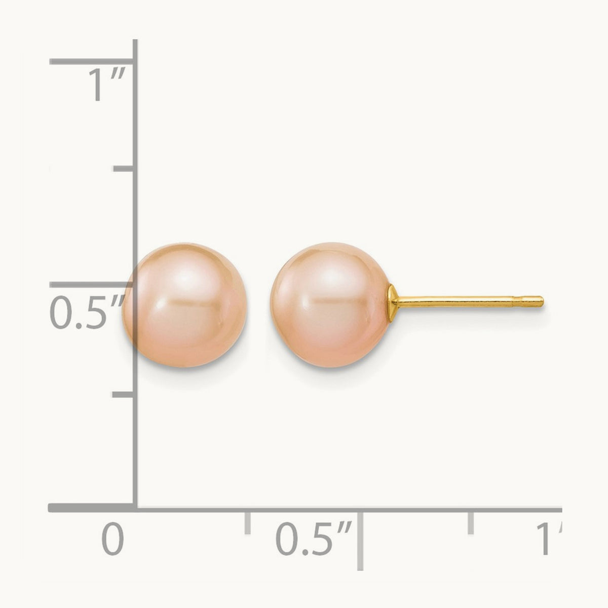 7- Pink Round Freshwater Cultured Pearl Stud Post Earrings, 8mm, 14K