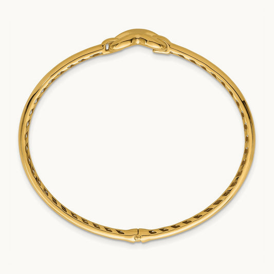 Polished Heart Hinged Bangle Bracelet, 14K