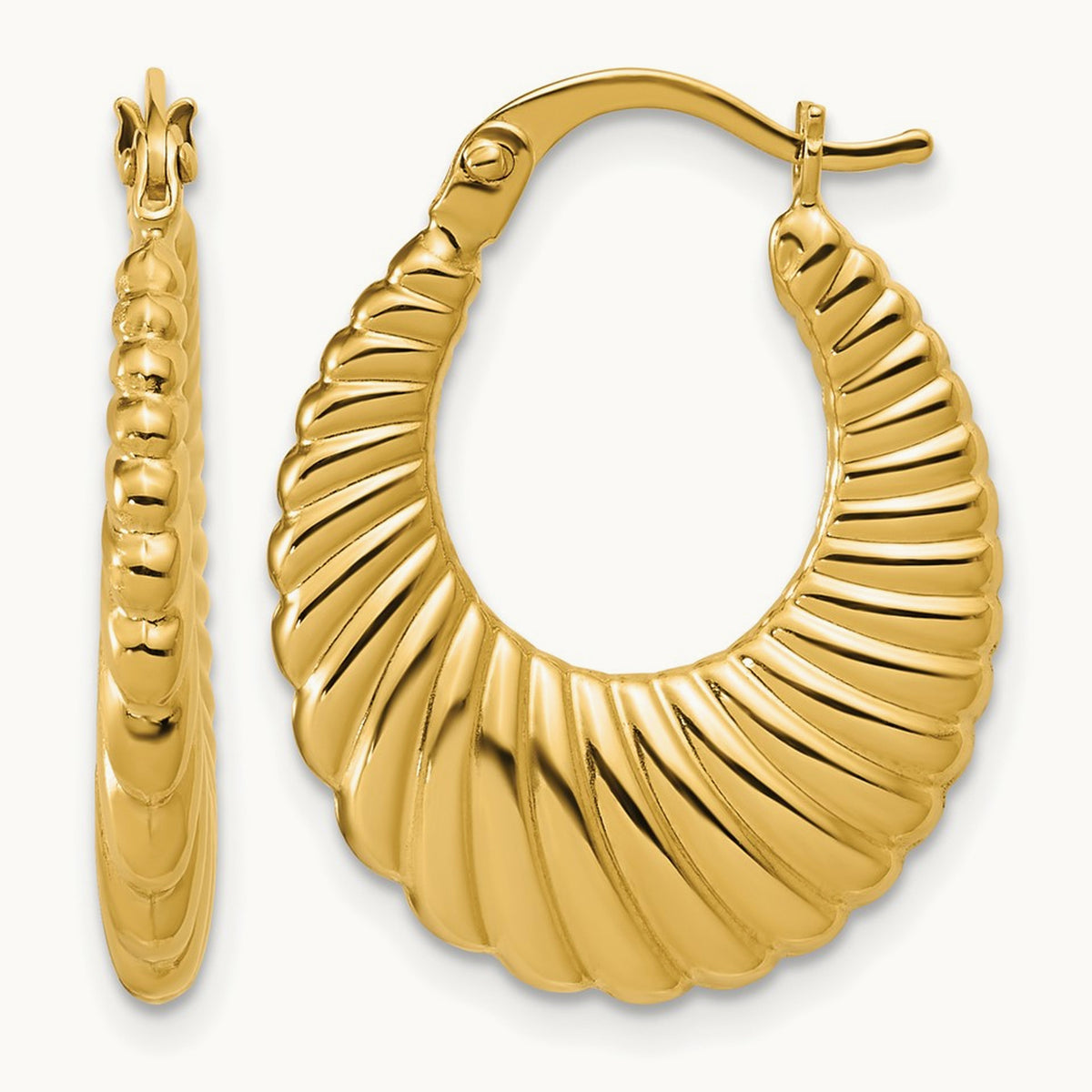 Polished and Grooved Hoop Earrings — Leslie's — 19.5mm