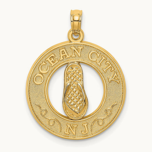OCEAN CITY, NJ w/ Flip Flops Charm, 14K