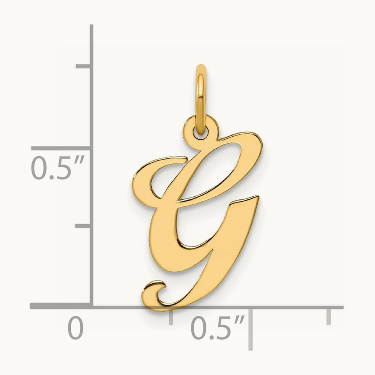 Medium Fancy Script Initial Charm — 14K Yellow Gold, G