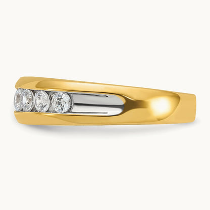 With White RH 7 Stone Men's Ring, 1.50 ct tw Lab-Grown Diamond