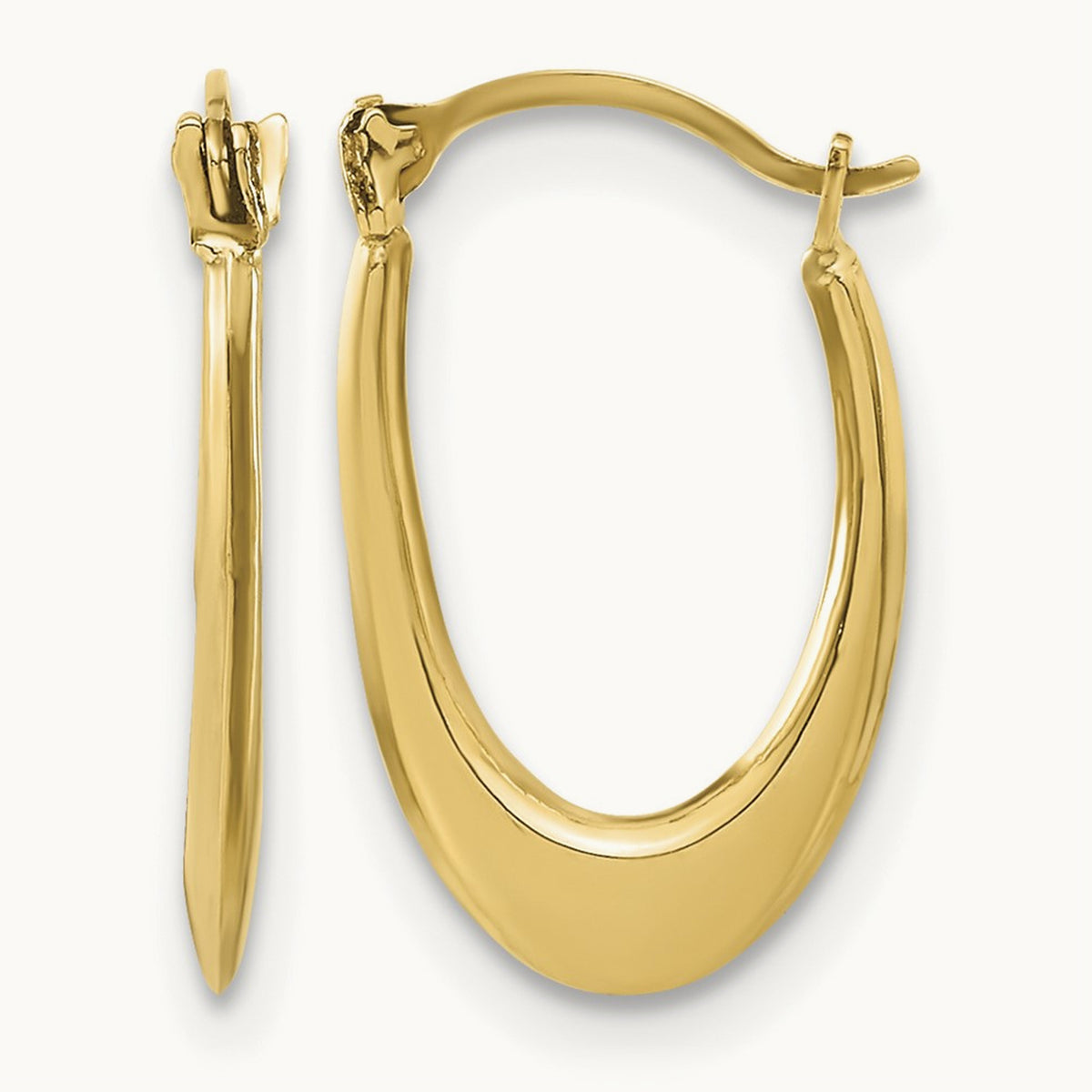 Polished Hollow U-Shaped Hoops, 14K
