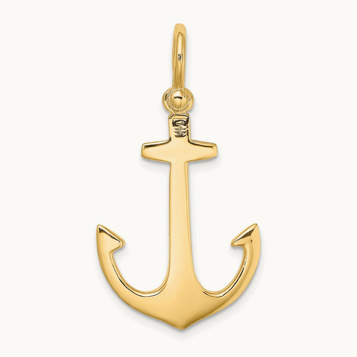 3-D Polished Anchor w/ Shackle Bail Charm, 14K