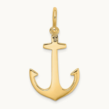 3-D Polished Anchor w/ Shackle Bail Charm, 14K