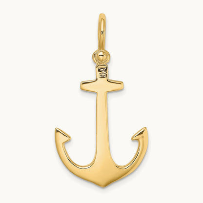 3-D Polished Anchor w/ Shackle Bail Charm, 14K