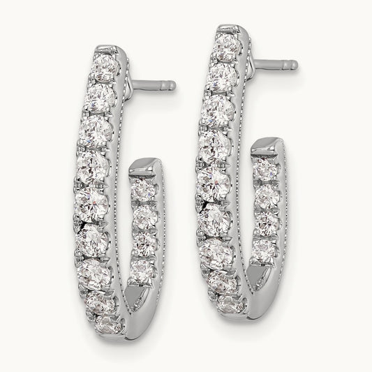 In/Out J-Hoop Hoop Earrings, 1.00 ct tw Lab-Grown Diamond