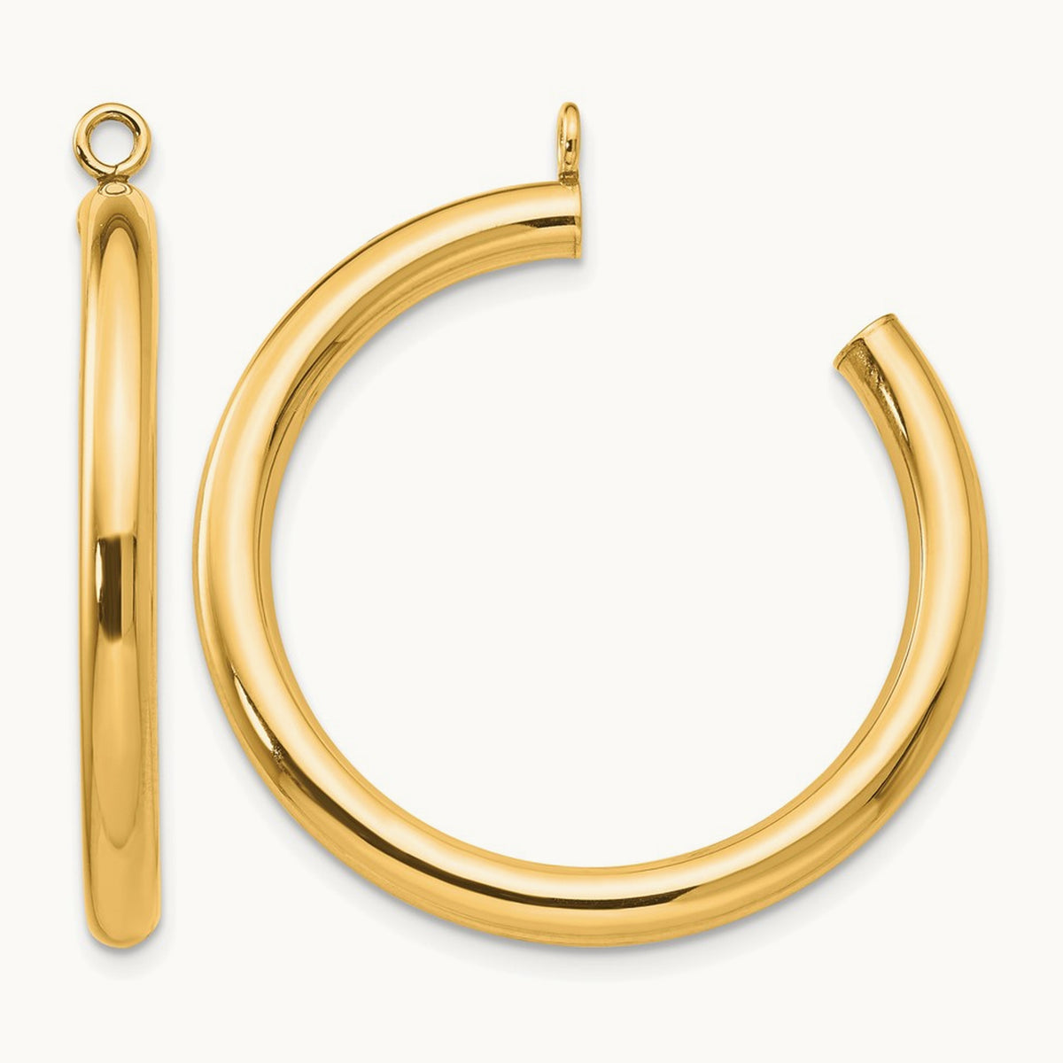 Polished Tube Hoop Earring Jackets — 14K Yellow Gold, 30mm