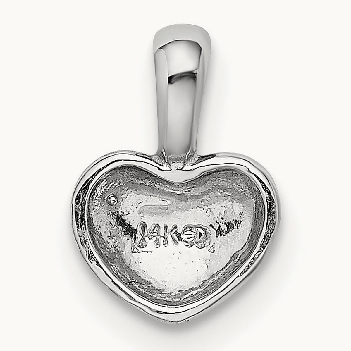 Polished Domed Heart Charm — 14K White Gold