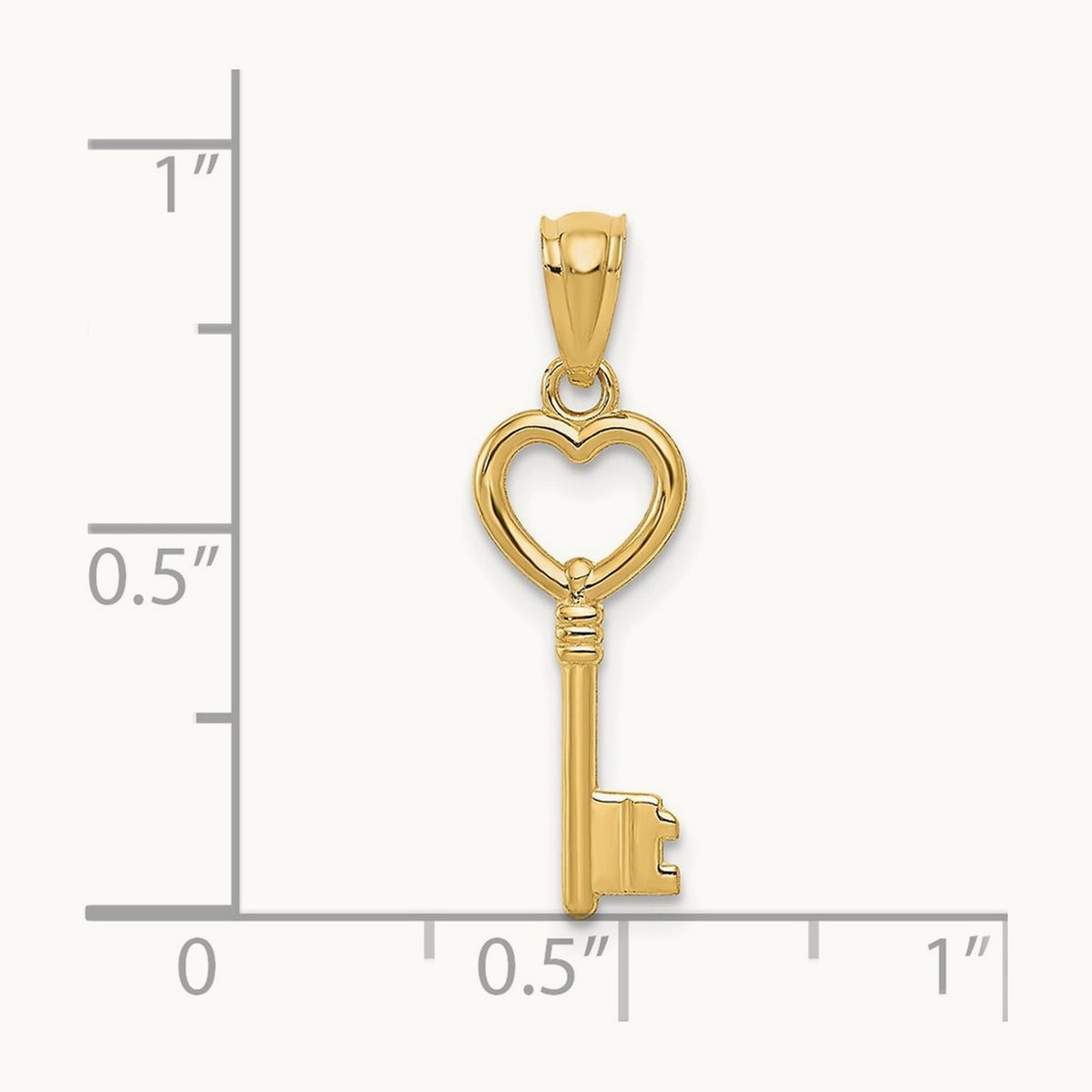 Polished 3D Heart Key Charm, 14K