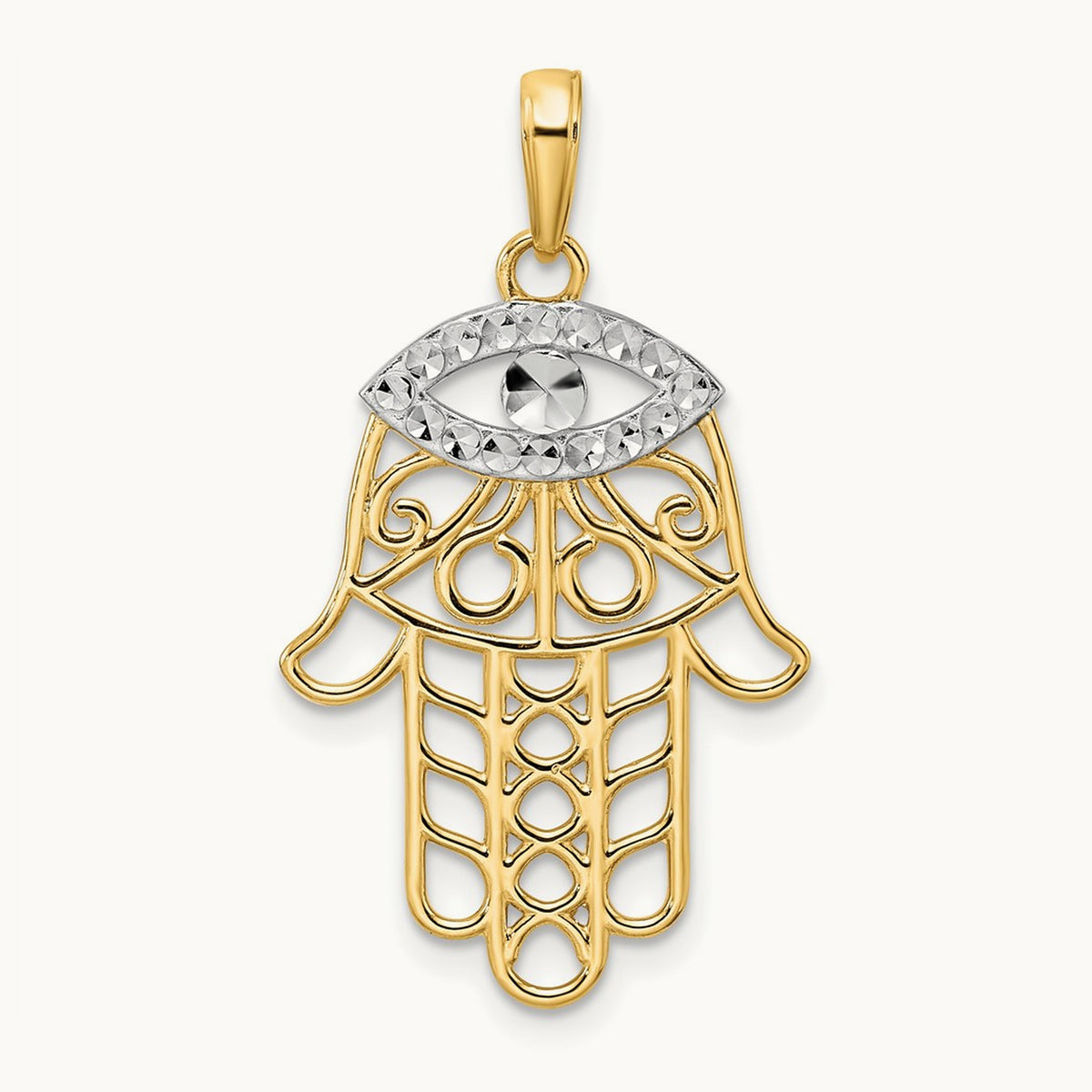 & D/C Evil Eye Hamsa Pendant — 33.22mm