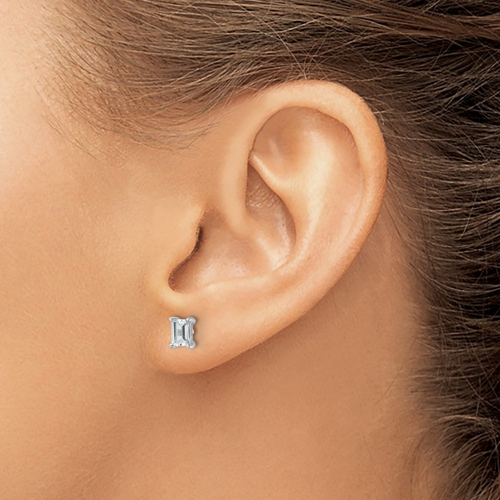 Emerald Four-Prong Stud Earrings, 0.50-6.00 ct tw Lab-Grown Diamond — 1 ct, 14K White Gold