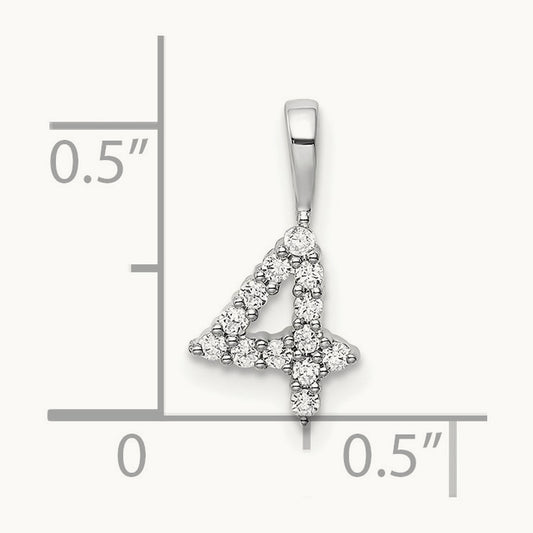 Diamond Number 4 Pendant — 14K White Gold