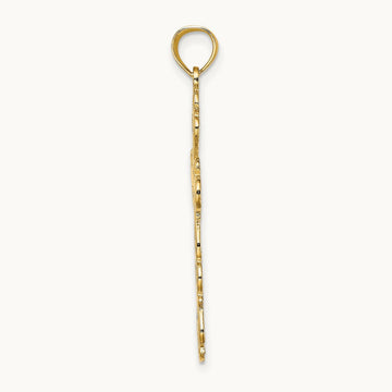 Polished Lace Trim Cross Charm, 14K