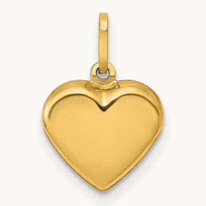 Polished 3-D Heart Pendant — 14K Yellow Gold