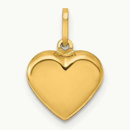 Polished 3-D Heart Pendant — 14K Yellow Gold