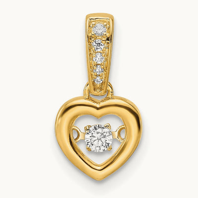 Diamond Polished Heart Dangle with Vibrant Center Pendant, 14K