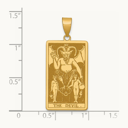 The Devil Tarot Card Pendant, 14K Yellow Gold