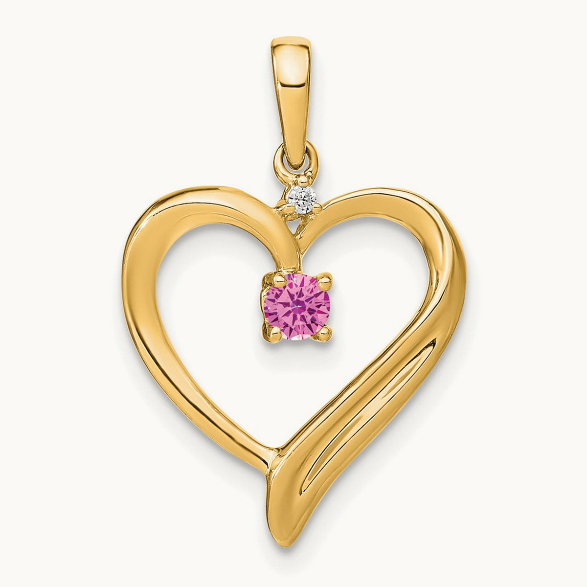 Created Sapphire and Diamond Heart Pendant — photo set